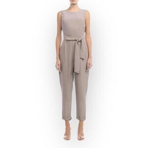 NWT Lost April Sleeveless Jumpsuit with back straps - Driftwood Taupe Brown M